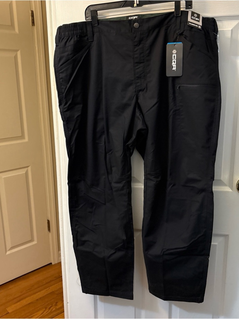 Men’s CQR Black Cargo Pants with Elastic Waist